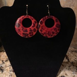 Red leopard earrings